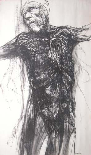 Appraisal: Man IV Charcoal on Paper Olds Herb x inches In