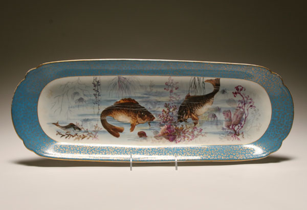 Appraisal: Limoges hand painted fish platter two large denizens of the