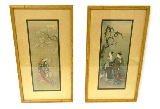 Appraisal: ASIAN Pair of th C figural paintings on silk by