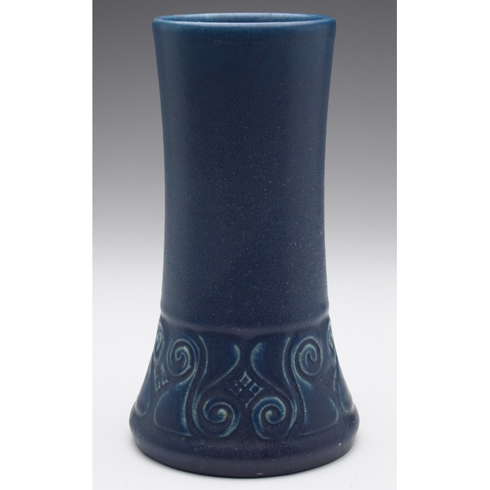 Appraisal: Rookwood vase cylindrical shape with flaring base and carved designs