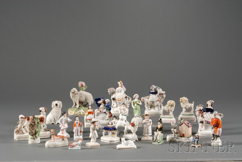 Appraisal: Twenty-six Mostly Staffordshire Pottery and Porcelain Figurines late th and