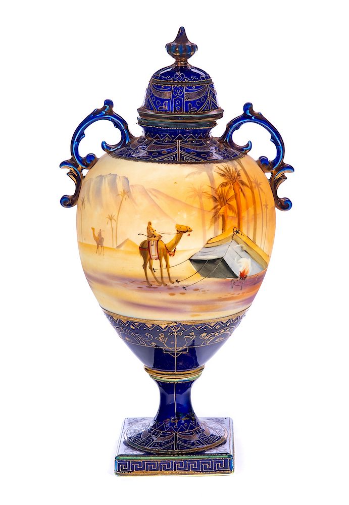 Appraisal: Noritake Arabian Scene Urn Excellent condition with no damage or