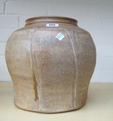 Appraisal: A Studio pottery jardiniere buff ground impressed marks by Gary