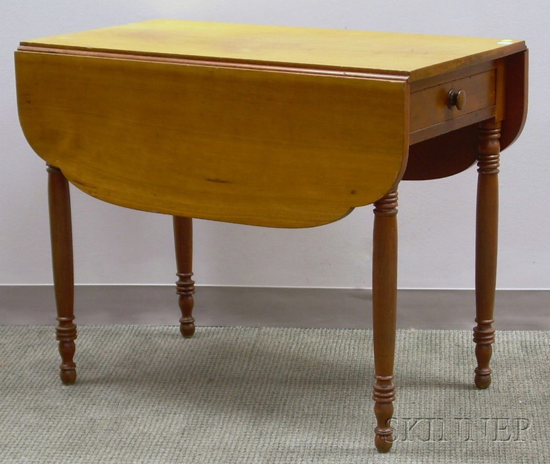 Appraisal: Federal Cherry Drop-leaf Table with End Drawer ht lg wd