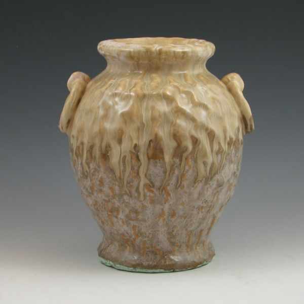 Appraisal: Art pottery vase with nice glaze effect and ring handles