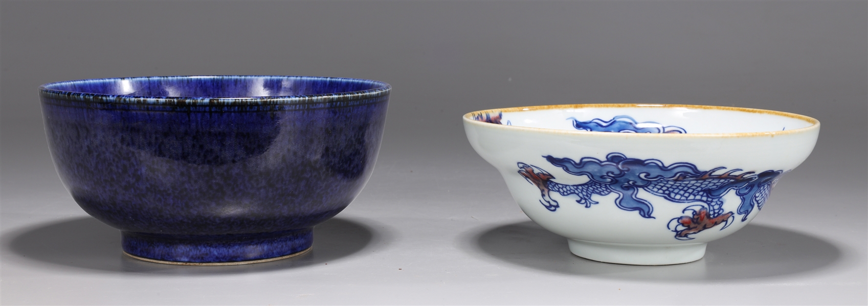 Appraisal: Two Chinese porcelain bowls including unusual blue glazed flambe type