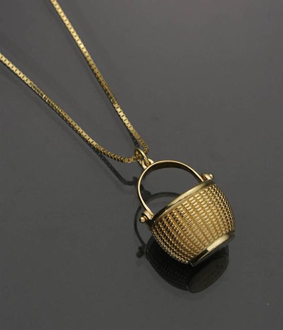 Appraisal: Princess Length -Karat Yellow-Gold 'Nantucket Basket' Pendant Necklace Glenaan Pendant