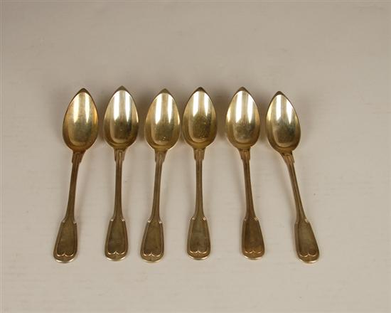 Appraisal: Six French Sterling Dessert Spoons bearing the mark for sterling