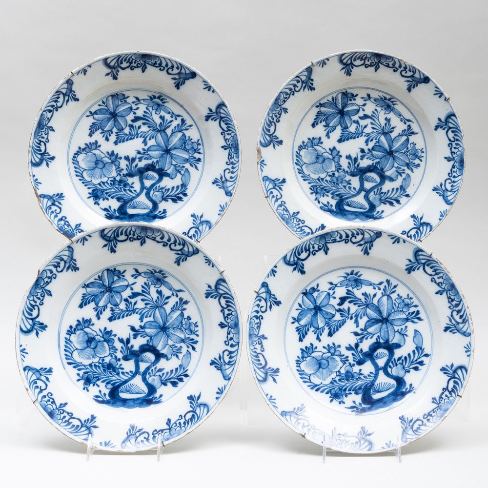 Appraisal: Set of Four Delft Blue and White Plates in diam