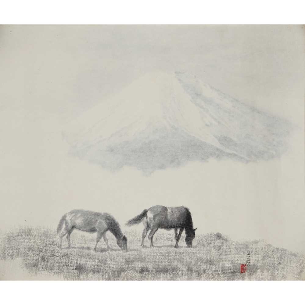 Appraisal: TWO JAPANESE PAINTINGS one by Koichiro Kondo - ink on