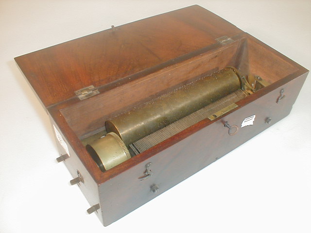 Appraisal: A thC Swiss cylinder musical box with a cylinder with