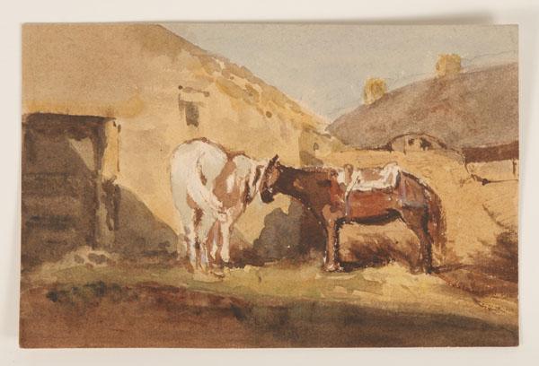 Appraisal: French th century country scene with two horses nuzzling together