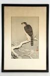 Appraisal: JAPANESE WOODBLOCK - Oban Tate-e of a Hawk on Snow-covered