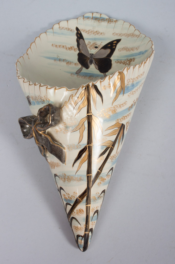 Appraisal: Emile Galle ceramic wall pocket first quarter- th century cone