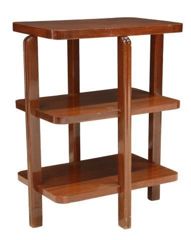 Appraisal: French Art Deco walnut side table c s three tiers