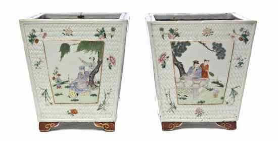 Appraisal: A Pair of Chinese Famille Rose Enameled Porcelain Jardinieres the