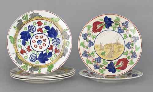 Appraisal: Six stick spatter rabbit plates dia together with a round