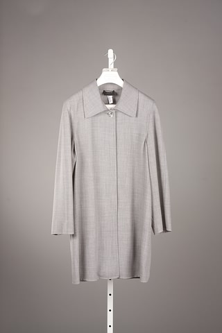 Appraisal: Akris long gray virgin wool jacket with gray marble buttons