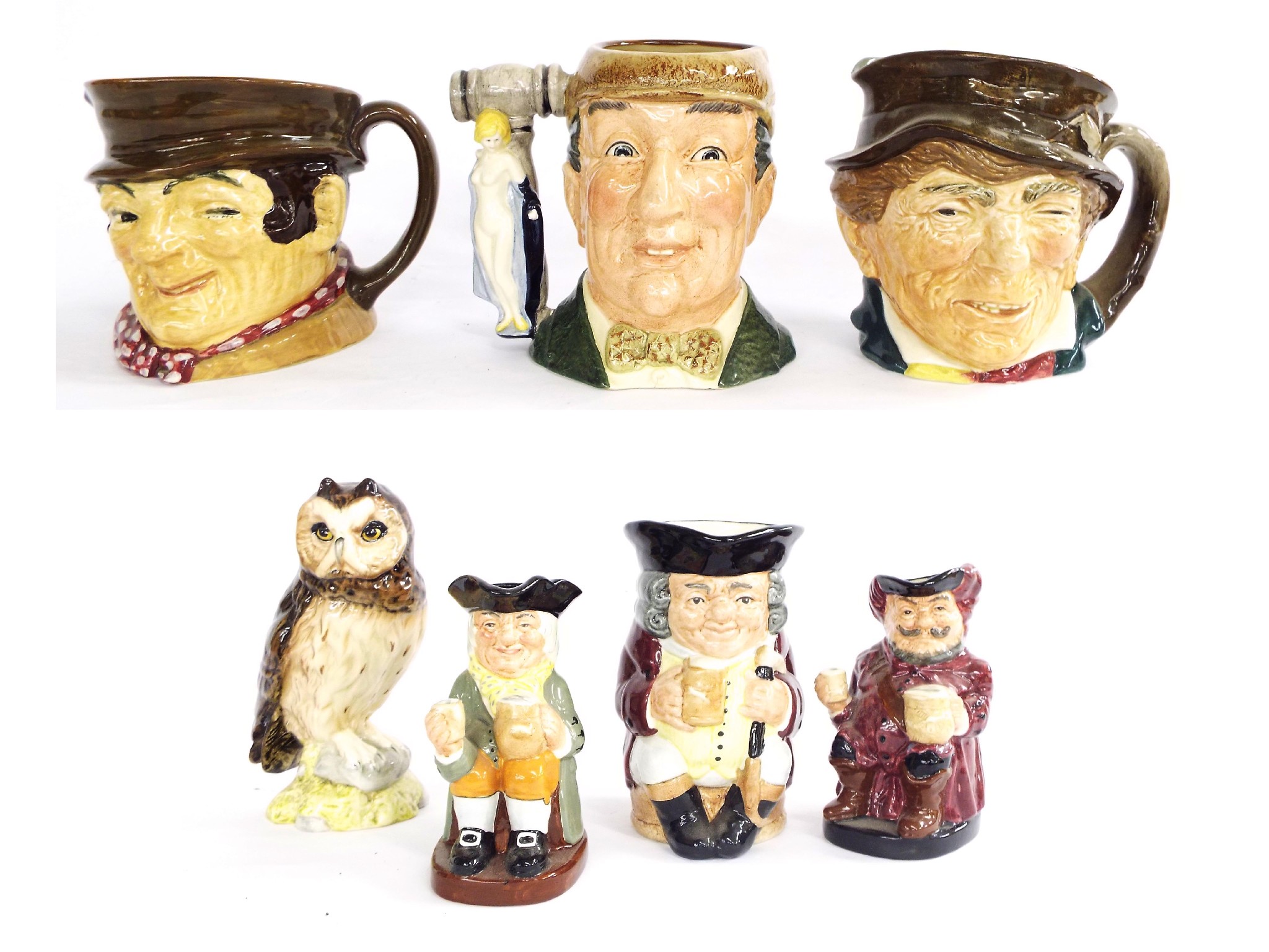 Appraisal: Royal Doulton Character jugs - 'Auctioneer' 'Jolly Toby' 'Falstaff' 'Happy