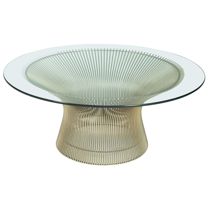 Appraisal: Warren Platner coffee table by Knoll nickel-plated wire base with