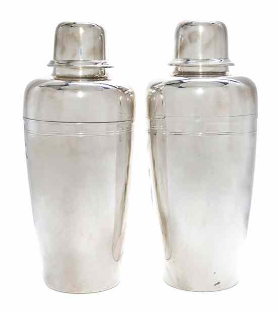 Appraisal: A Pair of American Sterling Silver Cocktail Shakers Tiffany Co