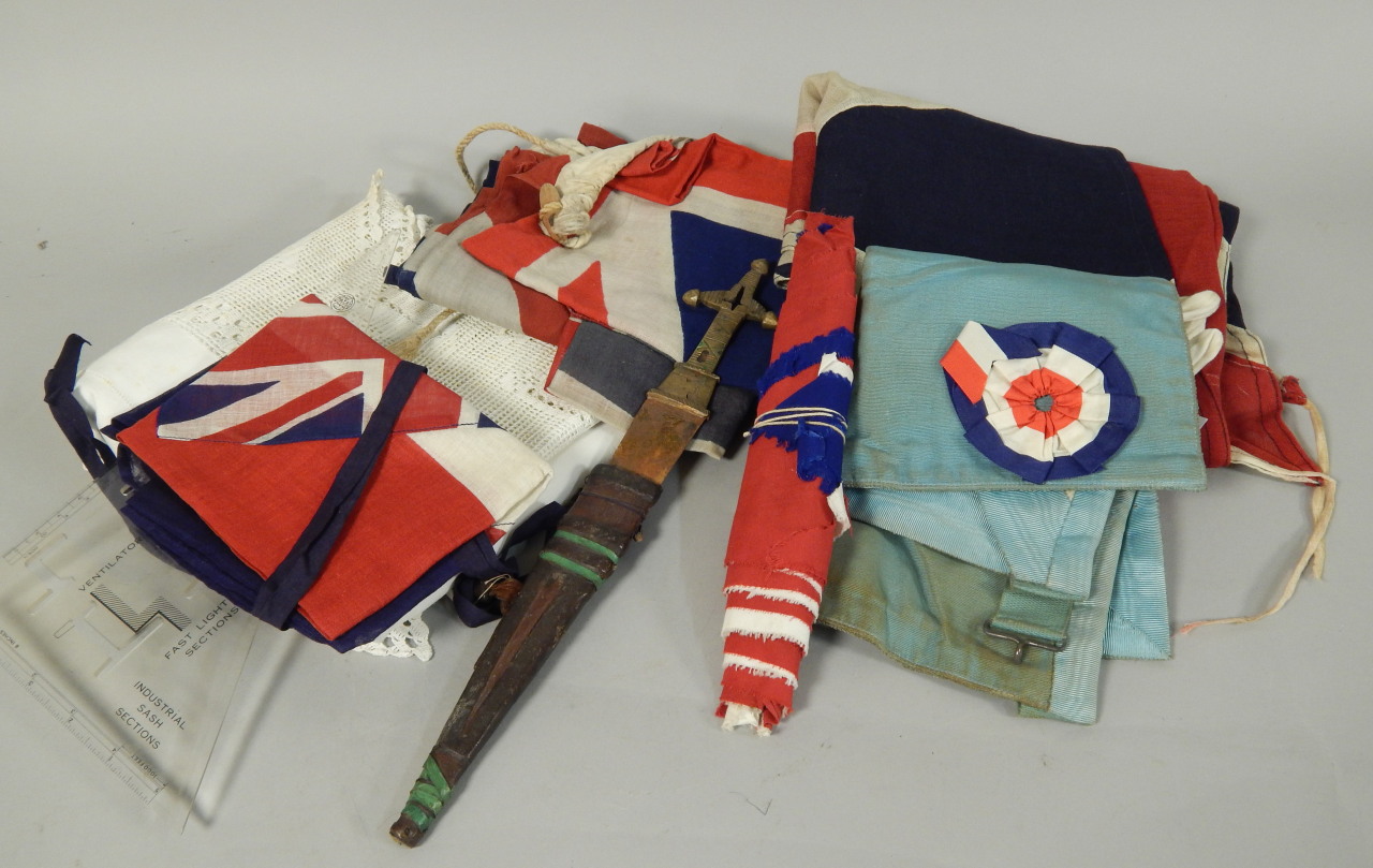 Appraisal: Various items of textiles to include a flag a lace