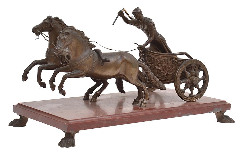 Appraisal: A BRONZE TABLEAUX OF A ROMAN CHARIOTEER TH CENTURY on