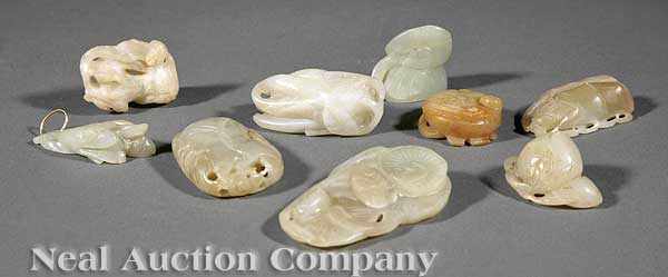 Appraisal: A Group of Nine Antique Chinese Jade Carvings including a