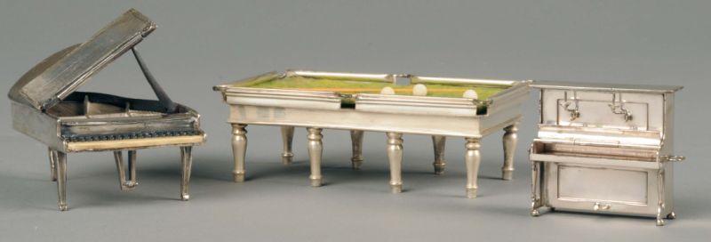 Appraisal: Sterling Billiards Table Pianos An Indian sterling silver miniature billiards