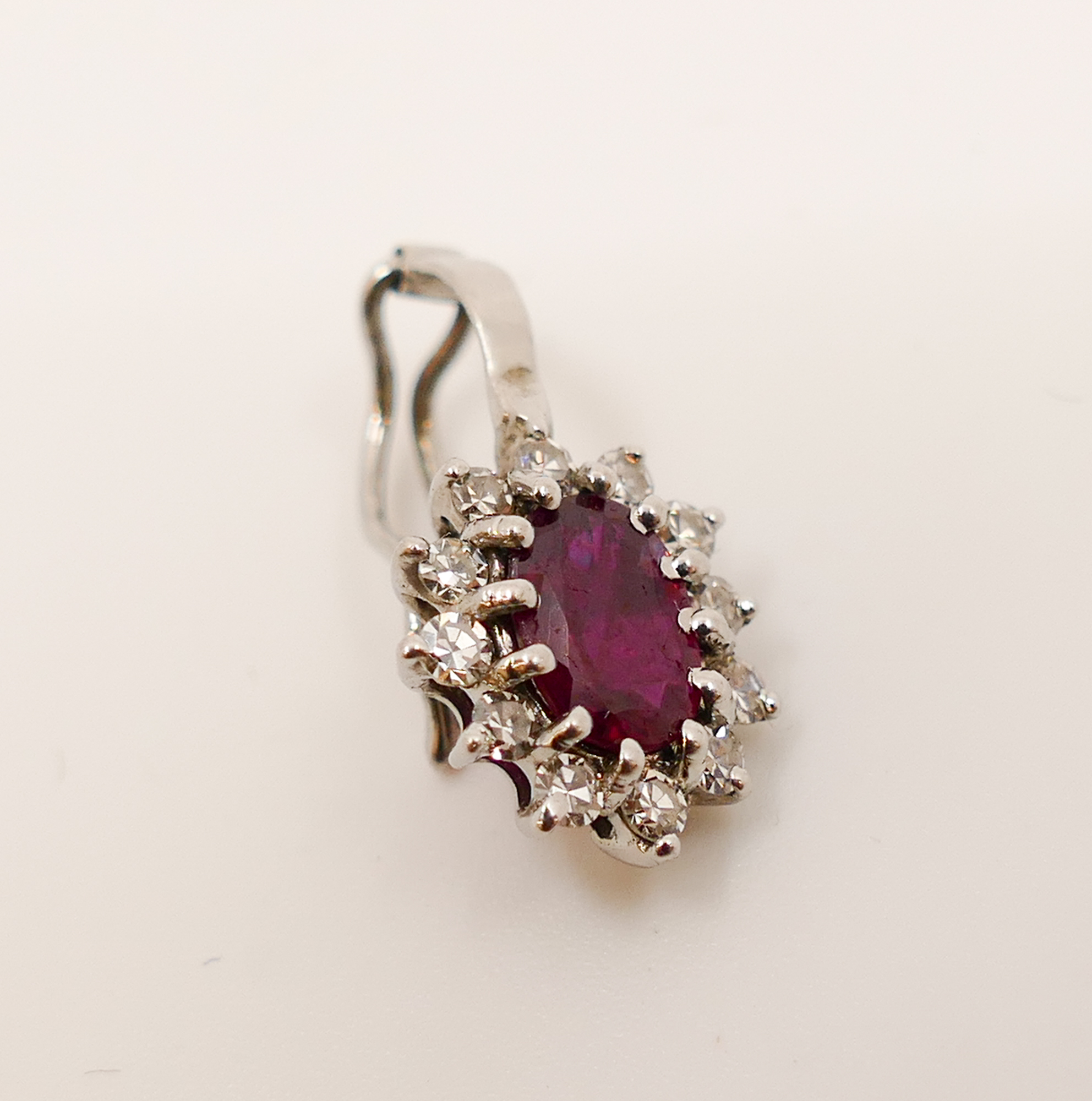 Appraisal: K Diamond Ruby Pendant- x mm Ruby- g