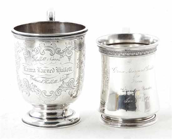 Appraisal: American coin silver cups Albert Coles and N Harding Co