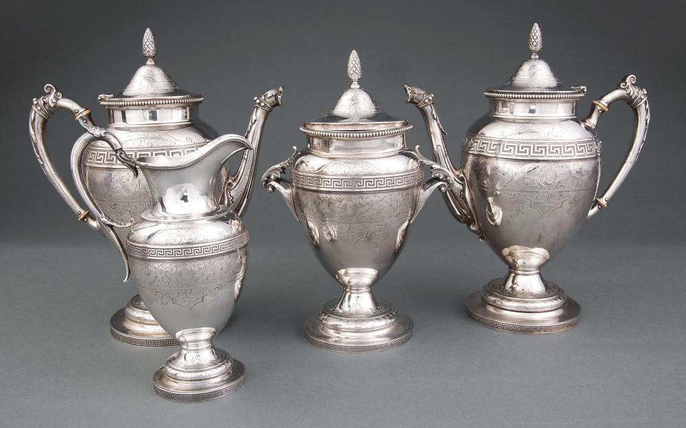 Appraisal: Gorham Coin Silver Coffee Service in the Neo-Grec Taste c