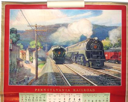 Appraisal: pieces Pennsylvania Railroad Ephemera large format color illus calendars each