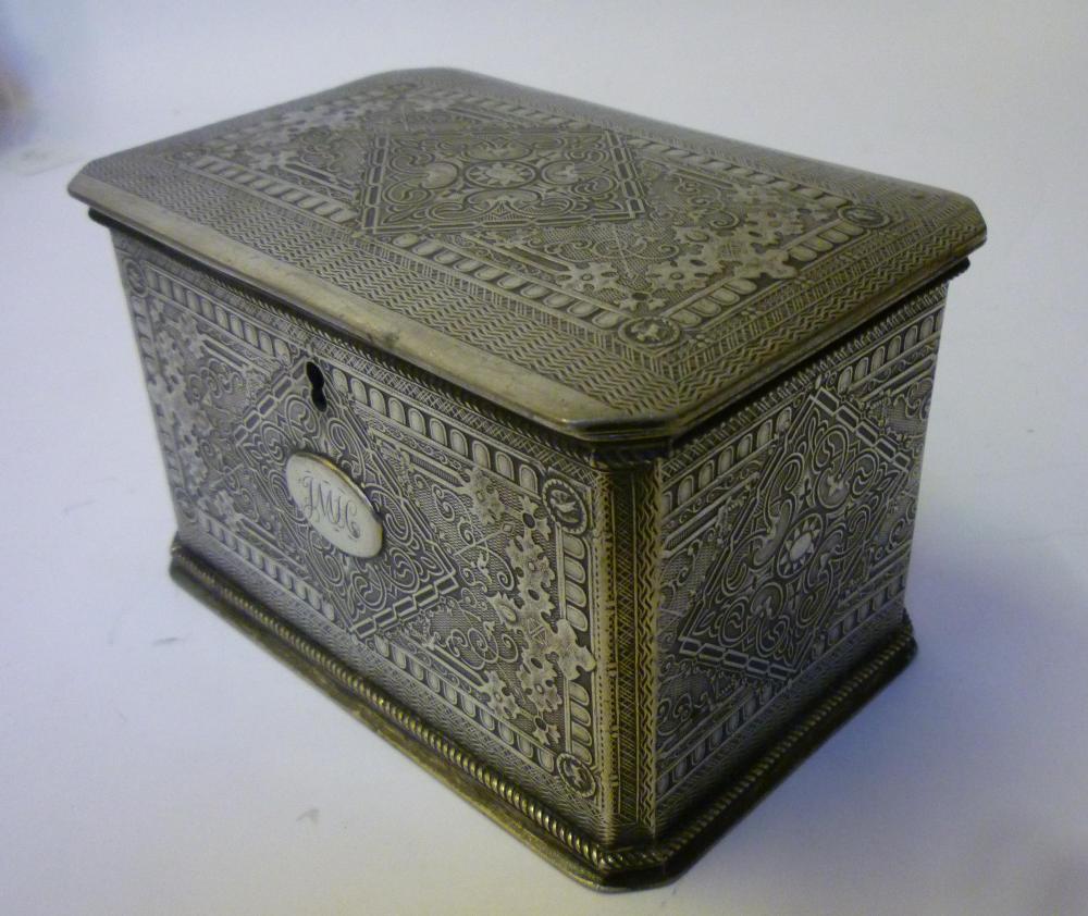 Appraisal: A TEA CADDY late th century of plain oblong form