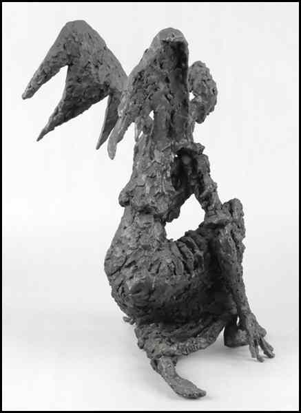 Appraisal: MARY HECHT TH CENTURY WINGED FIGURE Patinated bronze sculpture Initialed