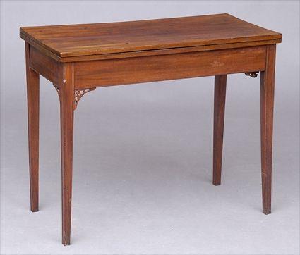 Appraisal: GEORGE III-STYLE MAHOGANY GAMES TABLE OPENING ON ACCORDIAN ACTION The