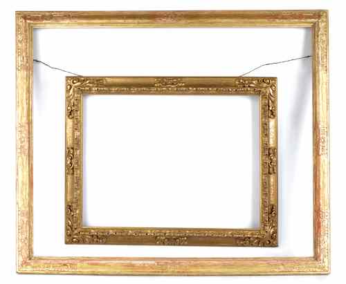 Appraisal: Two giltwood frames early th c x and x