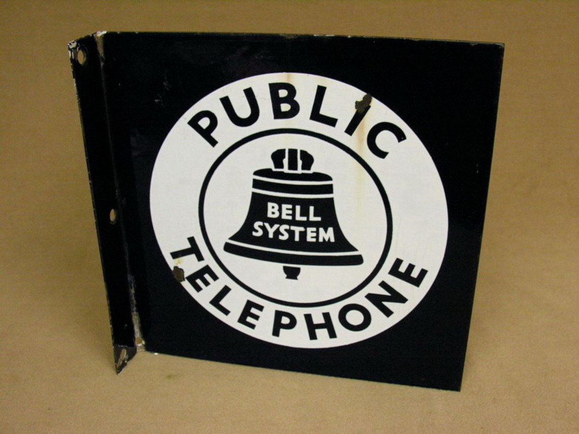 Appraisal: DOUBLE FLANGE PORCELAIN BELL TELEPHONE SIGN Double sided Size by