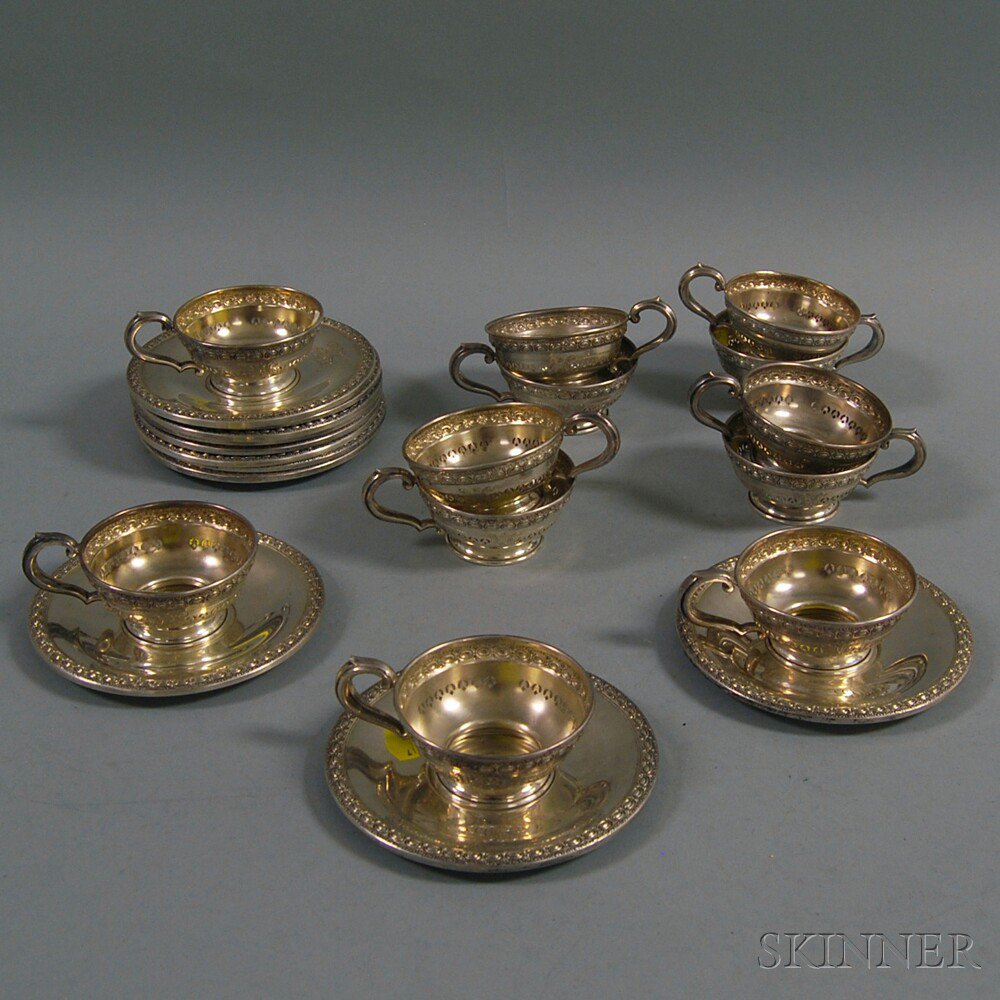 Appraisal: Set of Twelve Matthews Co Sterling Silver Teacup Sleeves and