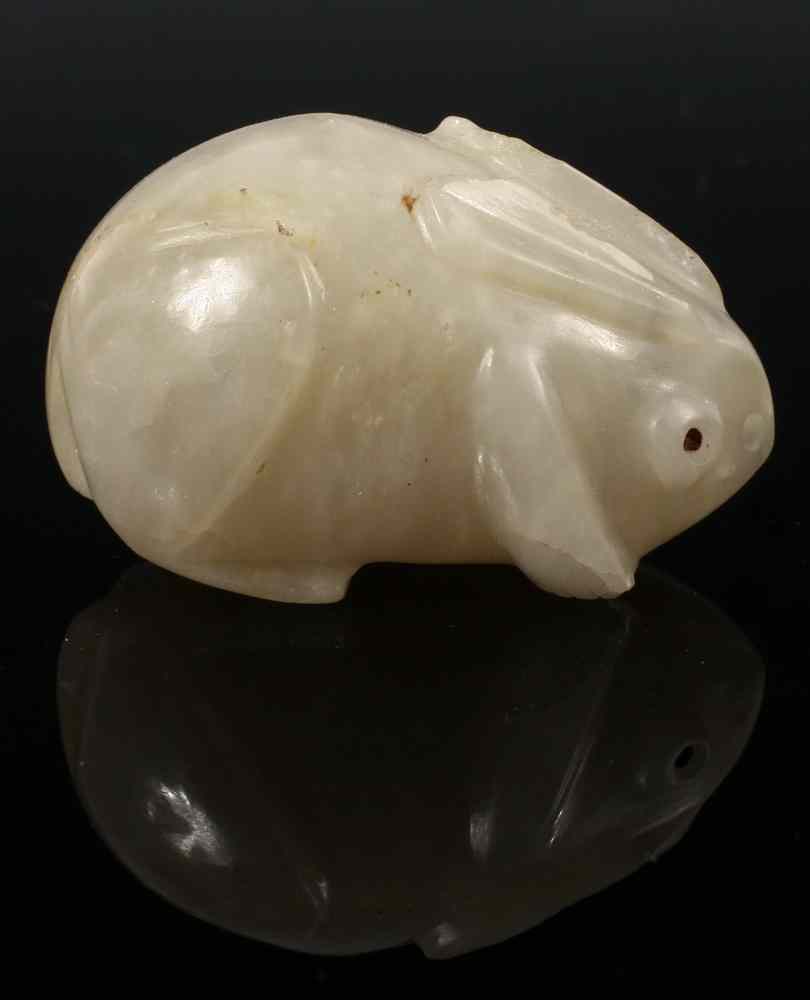 Appraisal: CHINESE JADE AMULET - White Jade T'u or Rabbit Form