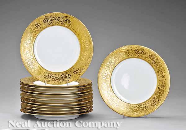 Appraisal: A Set of Twelve Bavarian Porcelain Raised Gilt-Decorated Service Plates