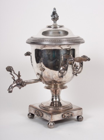 Appraisal: English Sheffield silver-plated hot water urn early th century in