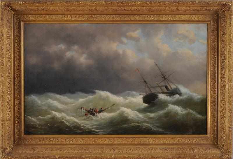 Appraisal: RUSSIAN SCHOOL SHIPWRECK Oil on canvas relined signed lower right