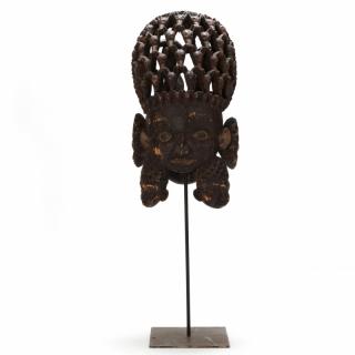 Appraisal: Cameroon or Benin Monumental Figural Headdress a massive openwork wood