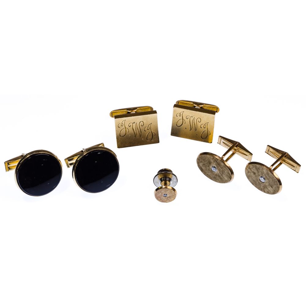 Appraisal: K YELLOW GOLD JEWELRY ASSORTMENT items including pairs of cuff