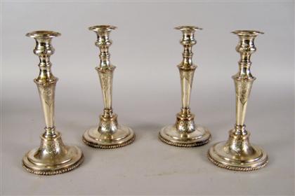 Appraisal: Set of four Old Sheffield plate candlesticks early th century