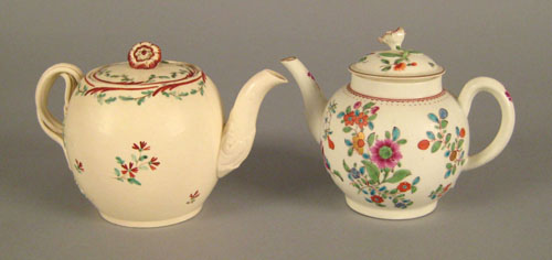 Appraisal: Creamware teapot ca spherical with a flat cover and convolvulus