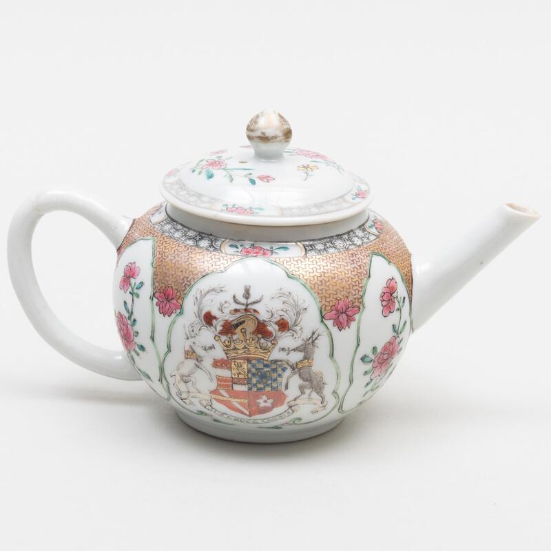 Appraisal: Chinese Export Porcelain Armorial Teapot and Cover with Arms of