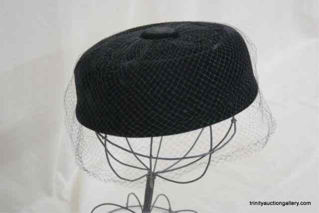 Appraisal: Vintage Black Felt and Lace Ladies Fashion HatThis is a