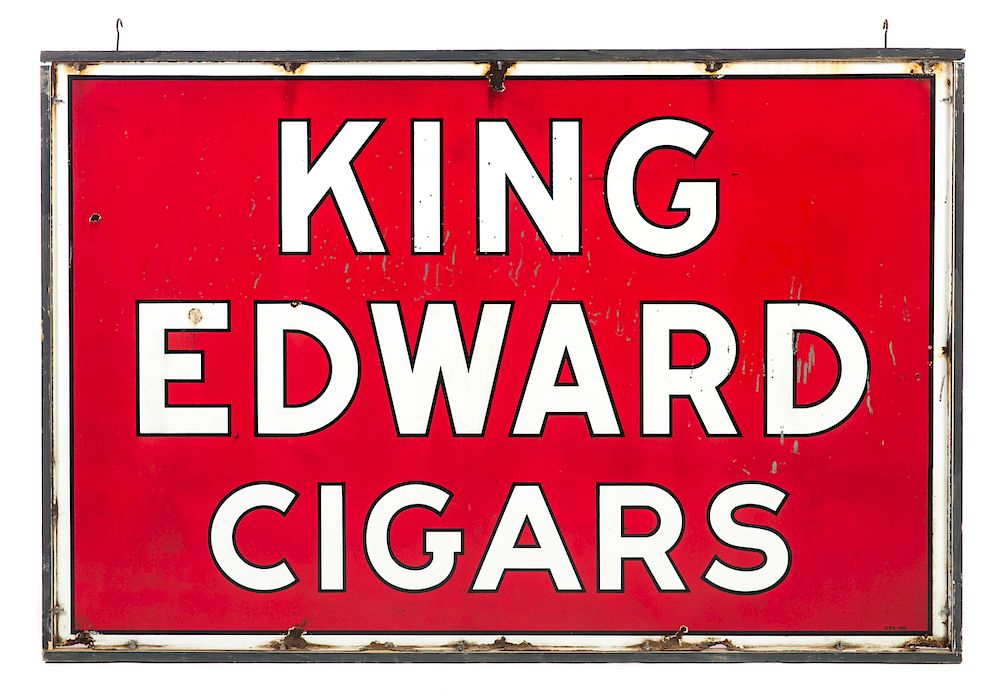 Appraisal: Sided King Edward Cigars Tin Advertising Sign Measures tall wide